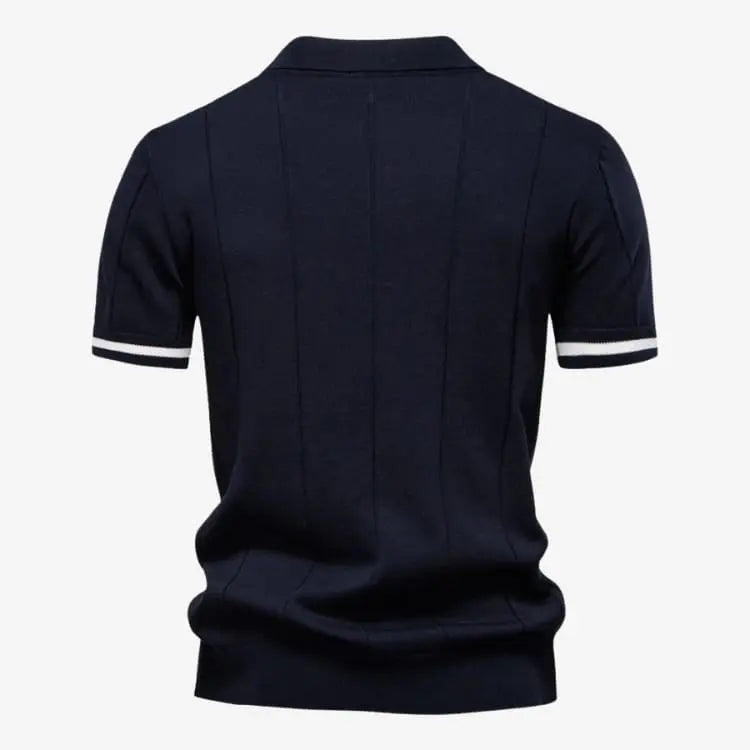 Camiseta Polo Masculina de Malha Azul Marinho