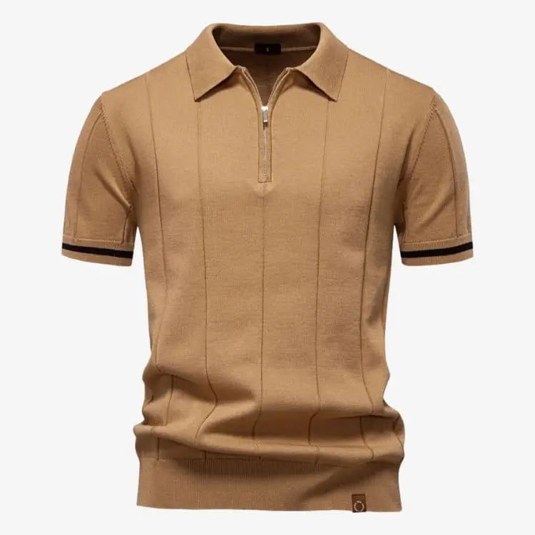 Camiseta Polo Masculina de Malha Caramelo