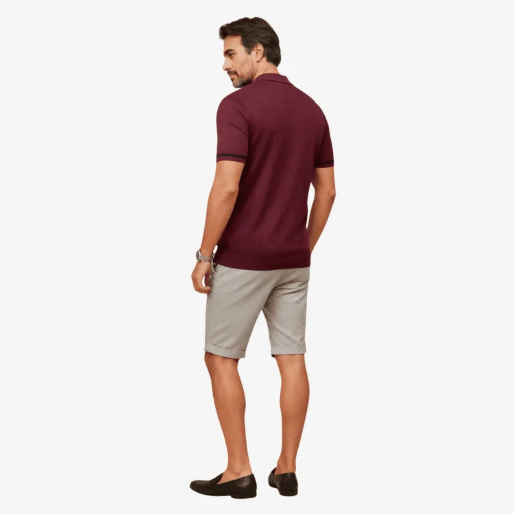 Camiseta Polo Masculina de Malha Vinho