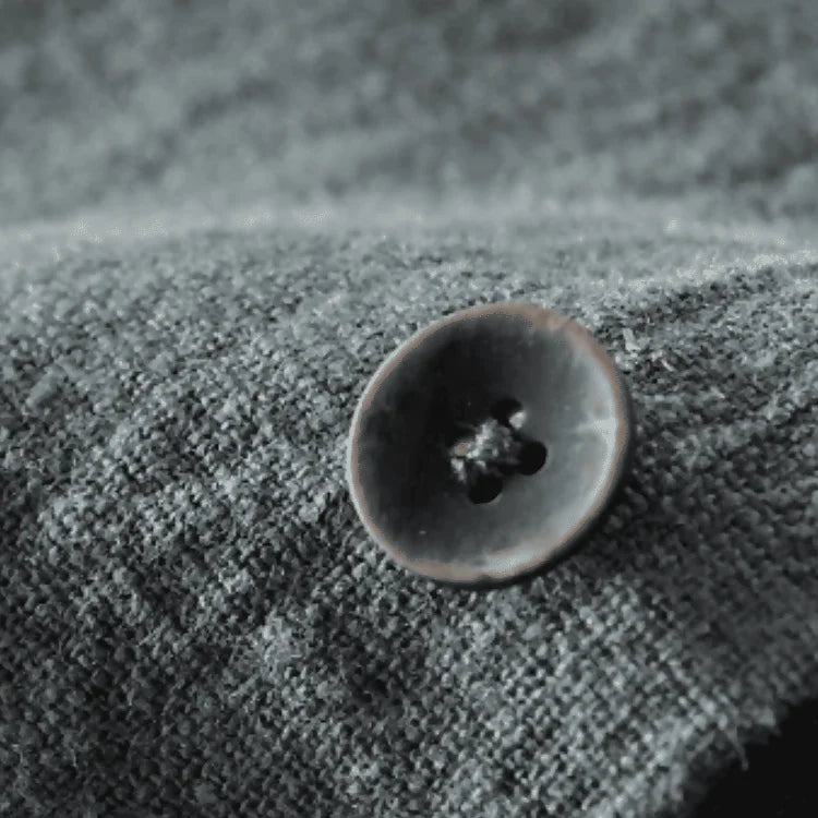 Camiseta de Linho Masculina Cinza de botão