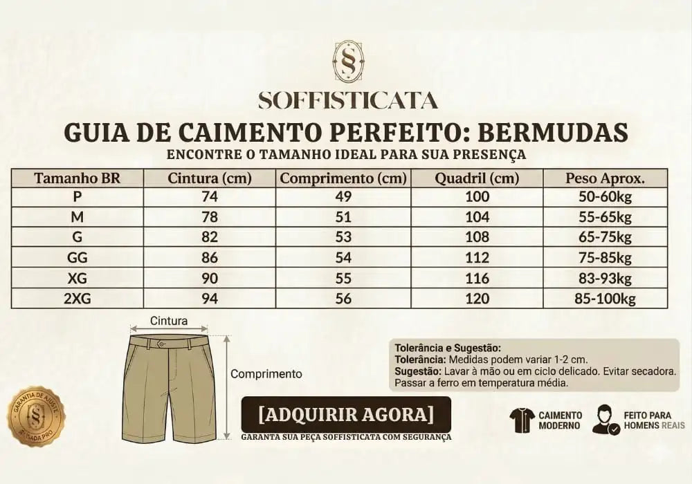 Como Medir Bermuda Masculina: Guia Completo de Tamanhos