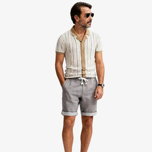 Bermuda de Linho Masculina Cinza