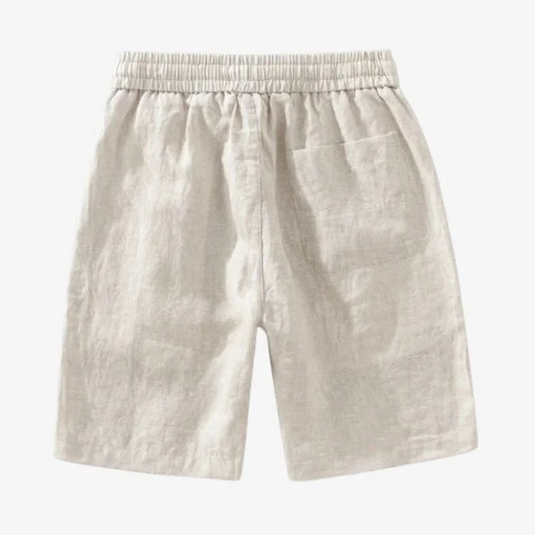 Bermuda Masculina de Linho Bege Soffisticata de trás.