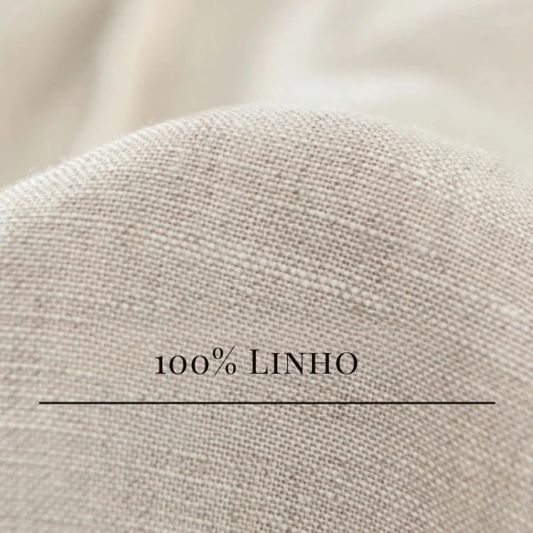 Bermuda Masculina de Linho Bege Soffisticata detalhe do linho 100%