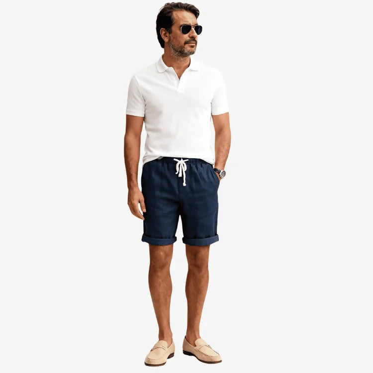 Bermuda de Linho Masculina Azul Marinho Soffisticata
