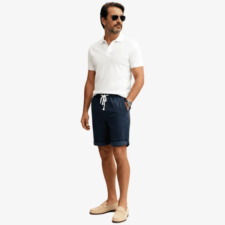 Bermuda de Linho Masculina Azul Marinho Soffisticata
