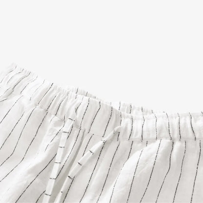 Bermuda de Linho Masculina Branca Listrada