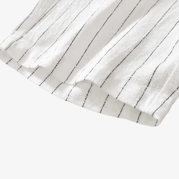 Bermuda de Linho Masculina Branca Listrada