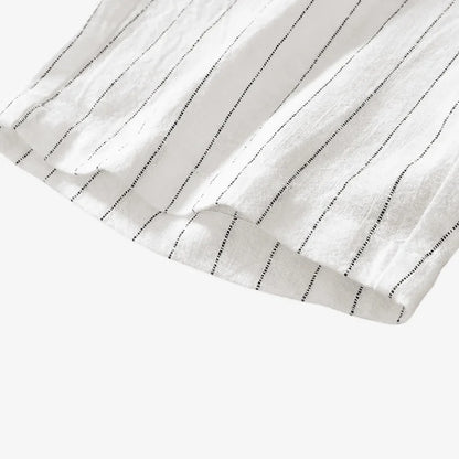 Bermuda de Linho Masculina Branca Listrada