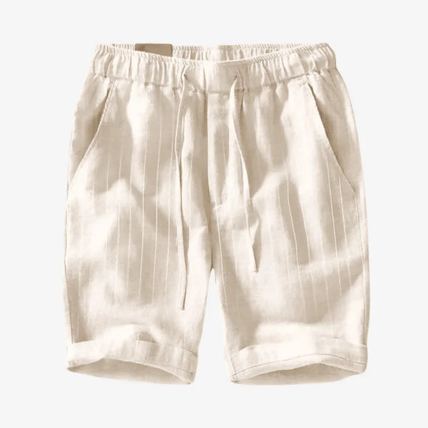 Bermuda de Linho Masculina Cáqui Listrada Soffisticata