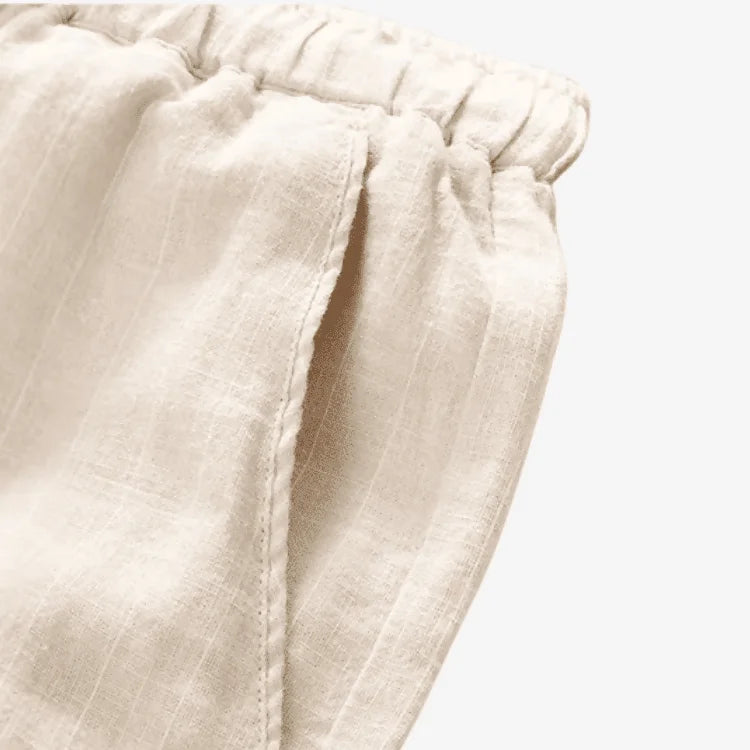 Bermuda de Linho Masculina Cáqui Listrada Soffisticata