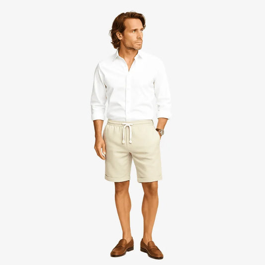 Bermuda de Linho Masculina Cáqui Soffisticata