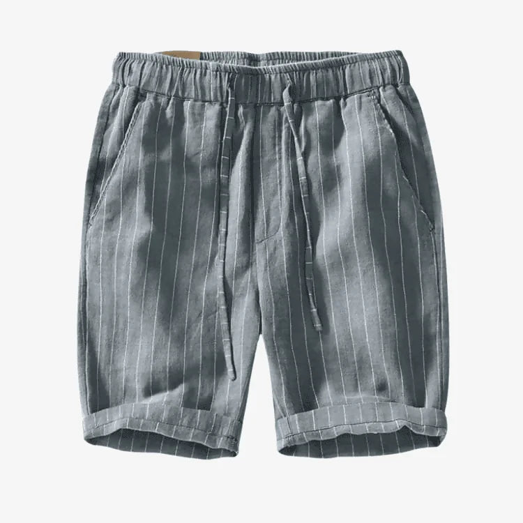 Bermuda de Linho Masculina Cinza Listrada Soffisticata