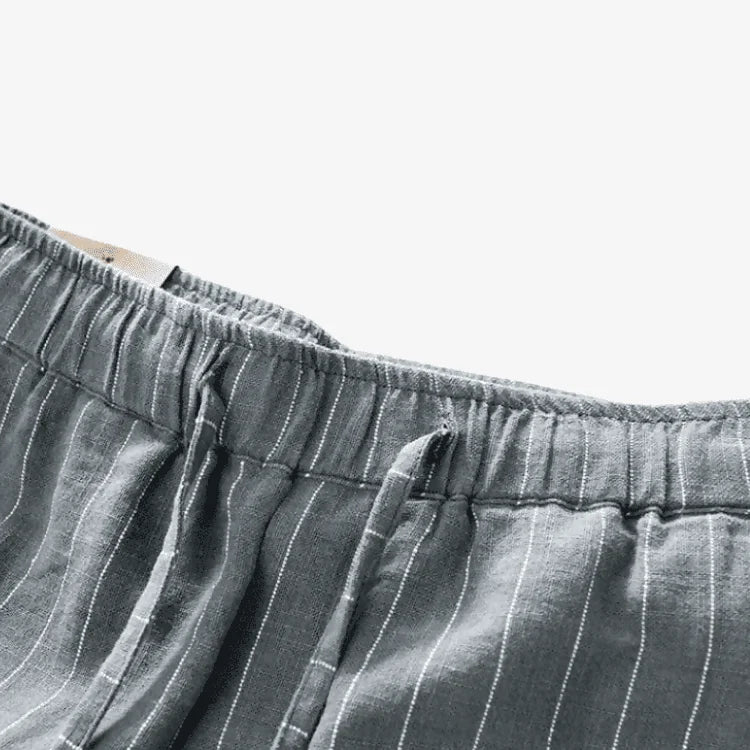 Bermuda de Linho Masculina Cinza Listrada Soffisticata