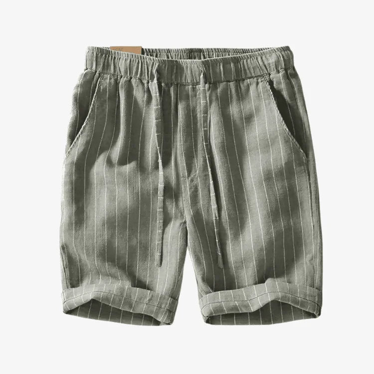 Bermuda de Linho Masculina Verde Listrada
