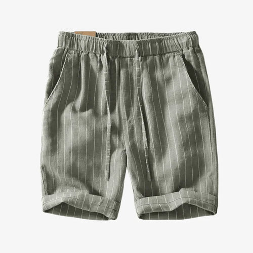 Bermuda de Linho Masculina Verde Listrada
