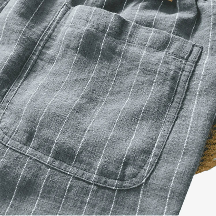 Bermuda de Linho Masculina Cinza Listrada Soffisticata