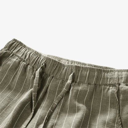 Bermuda de Linho Masculina Verde Listrada