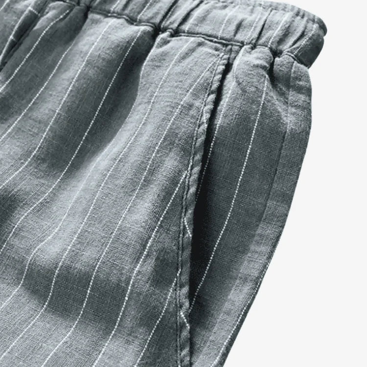 Bermuda de Linho Masculina Cinza Listrada Soffisticata