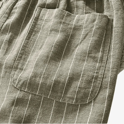 Bermuda de Linho Masculina Verde Listrada