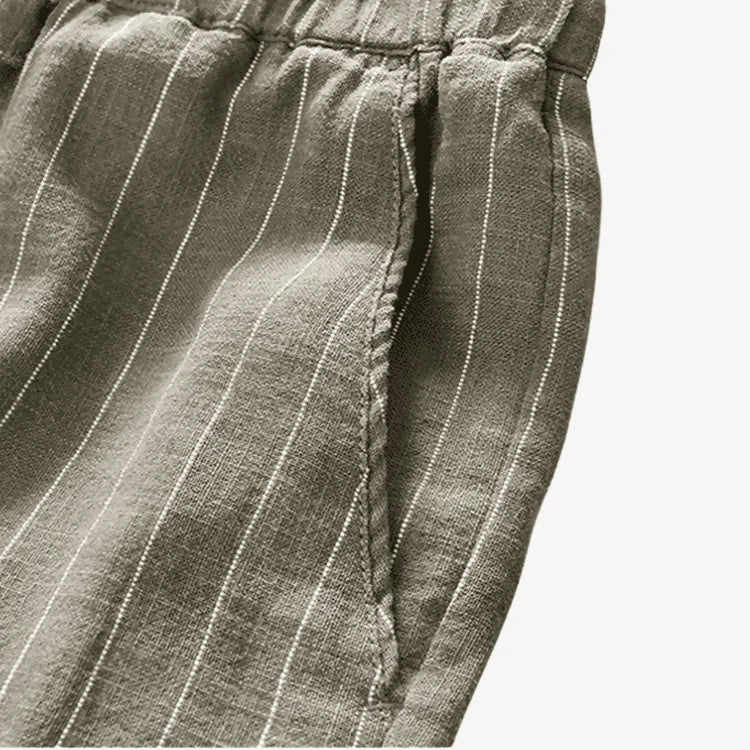 Bermuda de Linho Masculina Verde Listrada