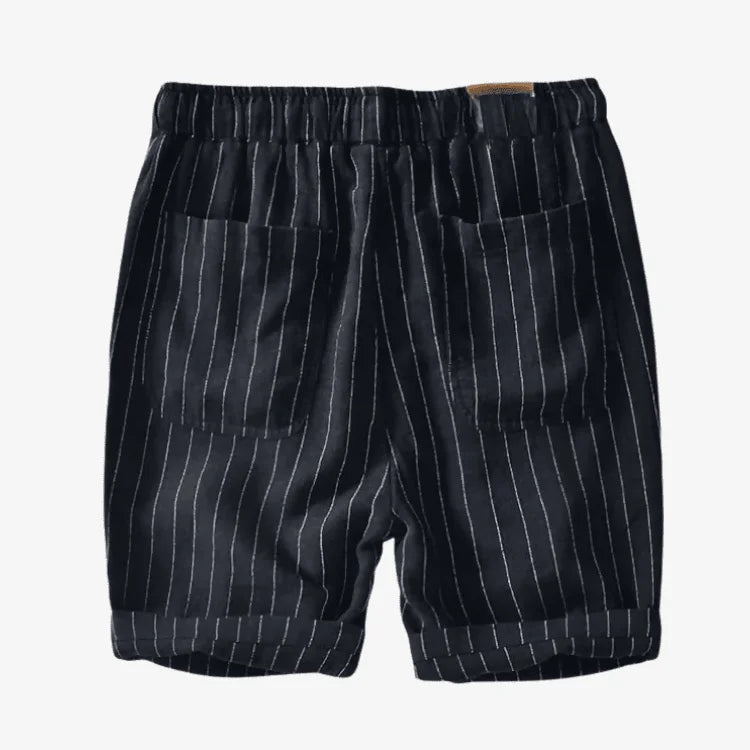 Bermuda de Linho Masculina Preta Listrada Soffisticata