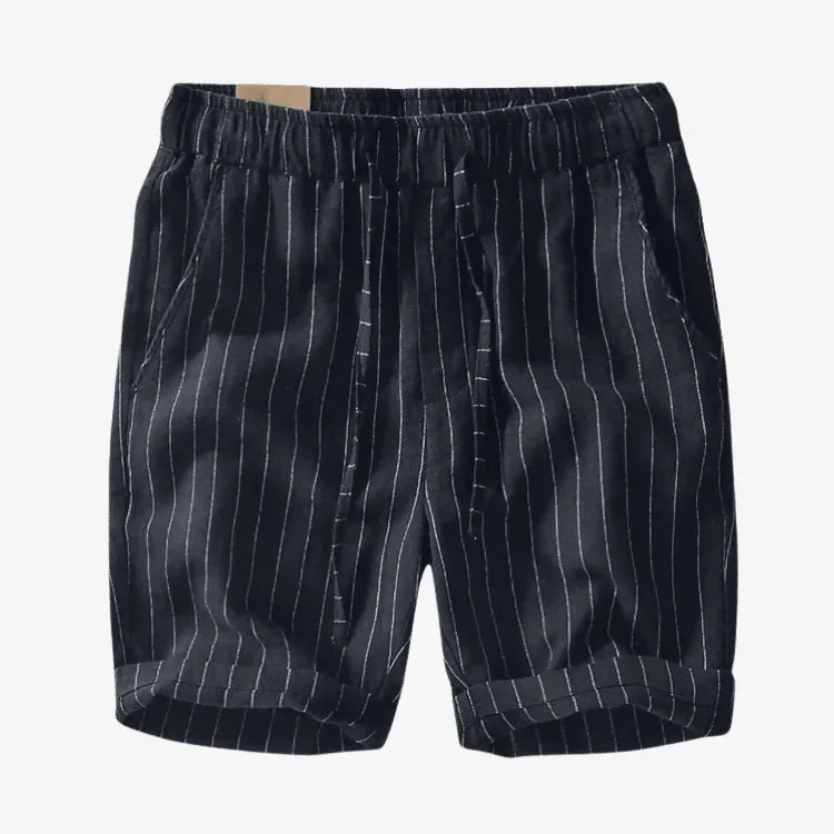 Bermuda de Linho Masculina Preta Listrada Soffisticata