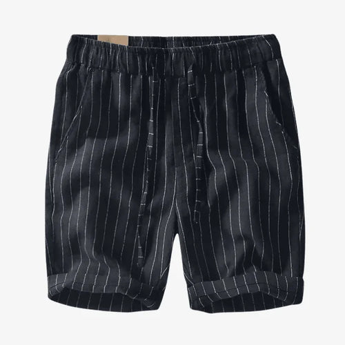 Bermuda de Linho Masculina Preta Listrada Soffisticata