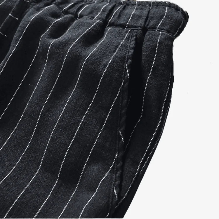 Bermuda de Linho Masculina Preta Listrada Soffisticata