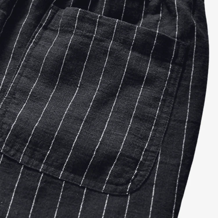 Bermuda de Linho Masculina Preta Listrada Soffisticata
