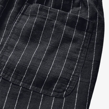 Bermuda de Linho Masculina Preta Listrada Soffisticata