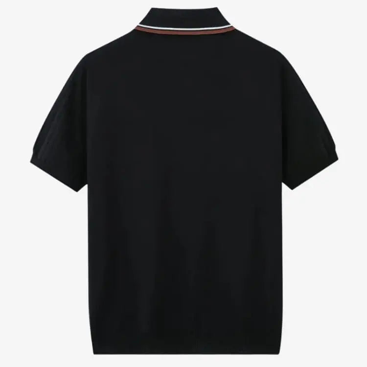 Camiseta Polo Masculina Preta de Malha