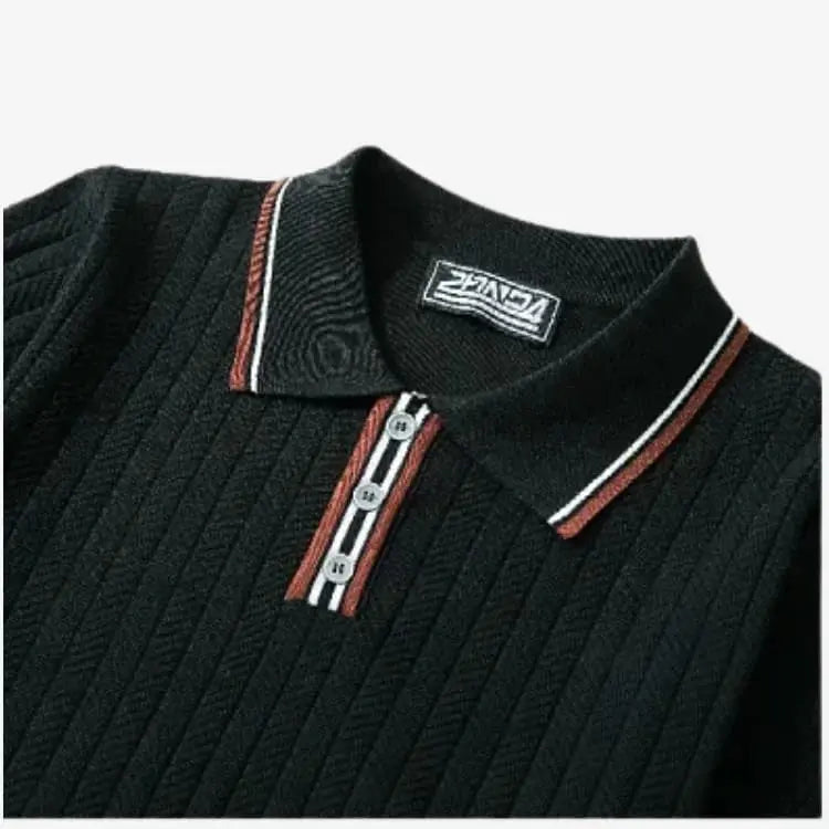 Camiseta Polo Masculina Preta de Malha