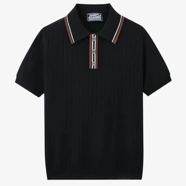 Camiseta Polo Masculina Preta de Malha