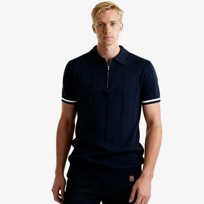 Camiseta Polo Masculina de Malha Azul Marinho