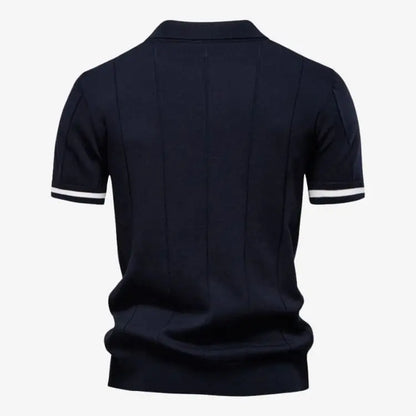 Camiseta Polo Masculina de Malha Azul Marinho