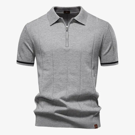Camiseta Polo Masculina de Malha Cinza Claro