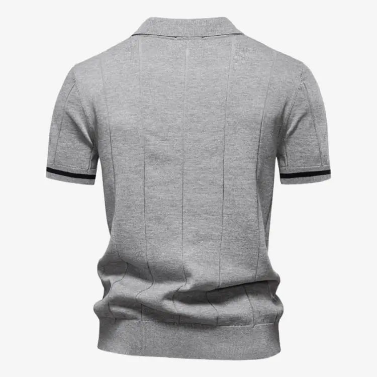 Camiseta Polo Masculina de Malha Cinza Claro