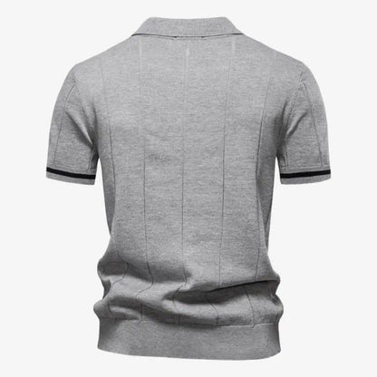 Camiseta Polo Masculina de Malha Cinza Claro