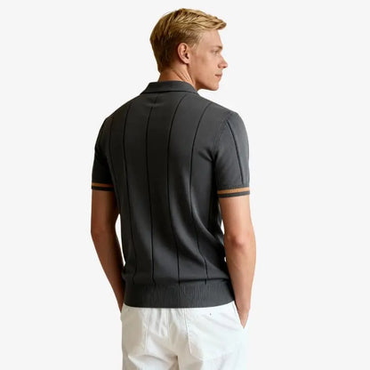 Camiseta Polo Masculina de Malha Cinza Escuro Soffisticata