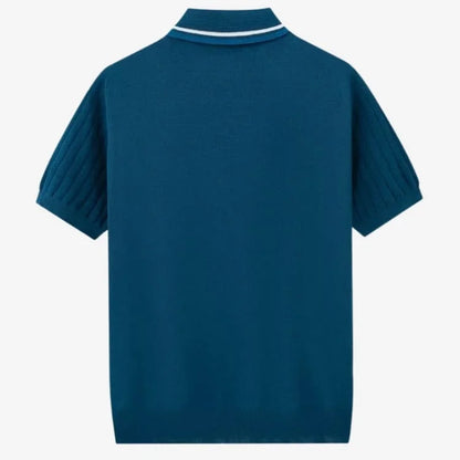 Camiseta Polo Masculina Azul Safira de Malha Soffisticata