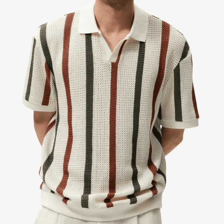 Camiseta Polo Masculina Tricot Bege Soffisticata