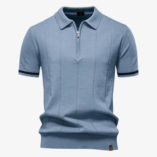 Camiseta Polo Masculina de Malha Azul
