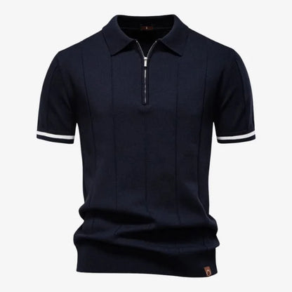 Camiseta Polo Masculina de Malha Azul Marinho