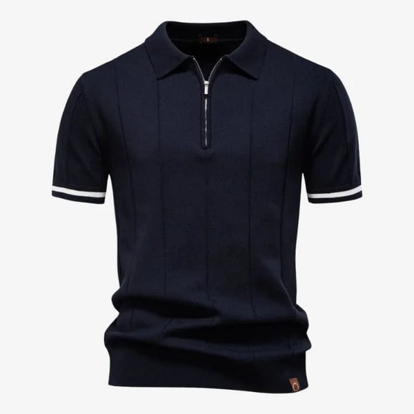 Camiseta Polo Masculina de Malha Azul Marinho