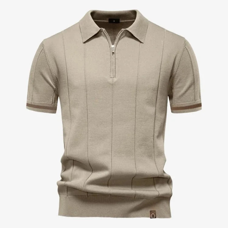 Camiseta Polo Masculina de Malha Cáqui Soffisticata