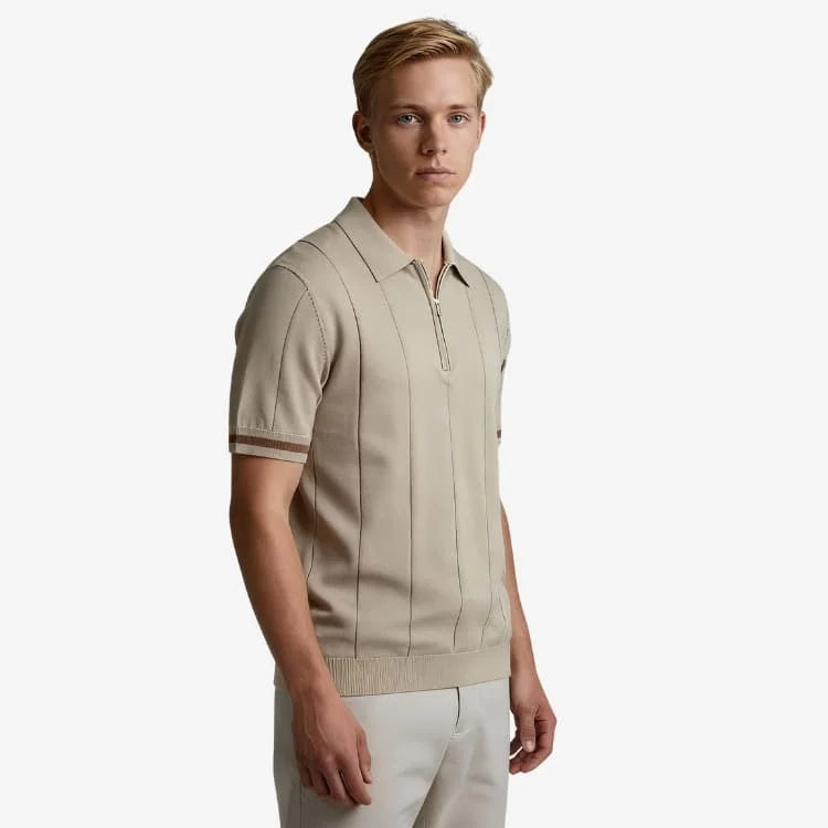 Camiseta Polo Masculina de Malha Cáqui Soffisticata