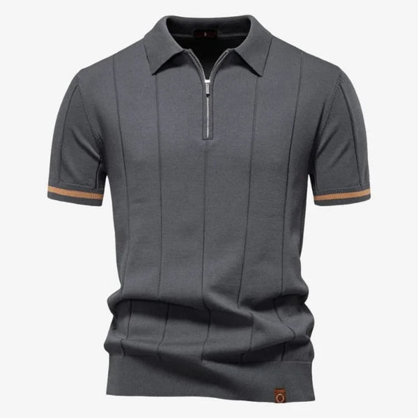 Camiseta Polo Masculina de Malha Cinza Escuro Soffisticata