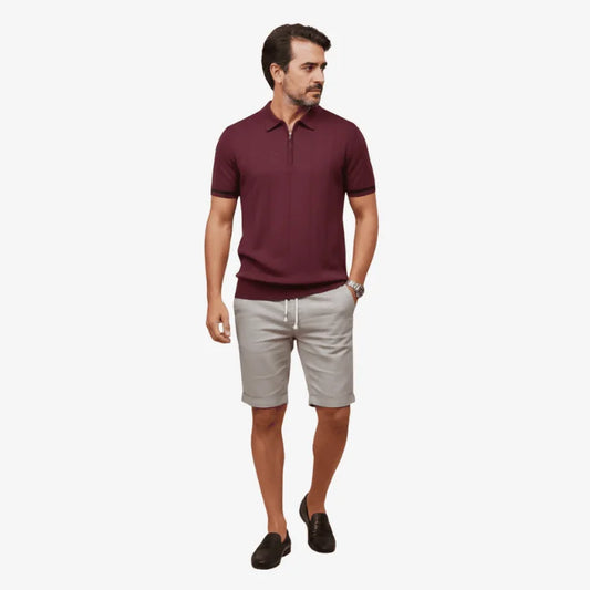 Camiseta Polo Masculina de Malha Vinho