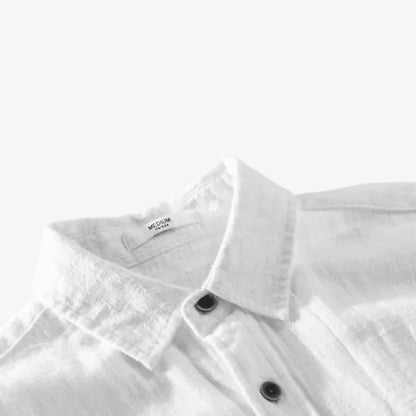 Camiseta de Linho Masculina Branco de botão